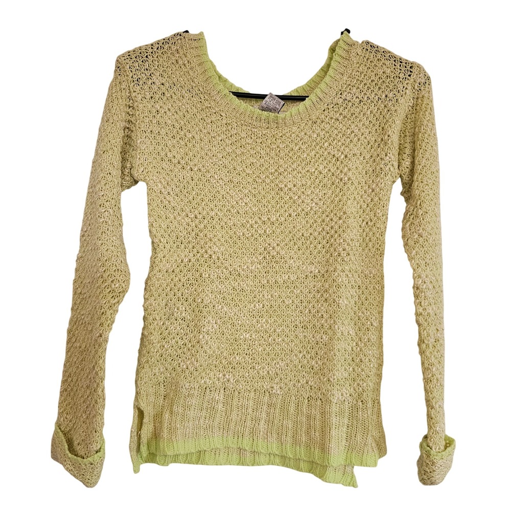 Cool Attitude Lime Green Knit Sweater Long‎ Sleeve Pullover Women's XS